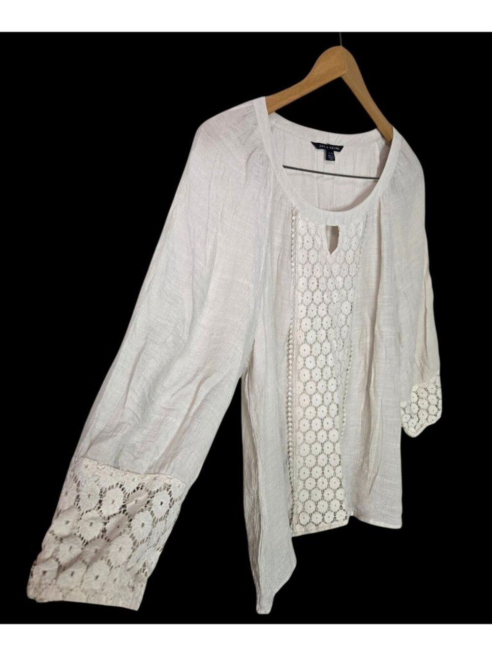 Women's Zac & Rachel Boho Blouse Flowy Hippy Top - Picture 4 of 9